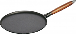 Staub Pfannkuchenpfanne Pfanne Gusseisen Schwarz 28cm 11 Holzgriff