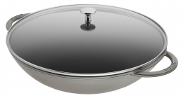Staub Kochgeschirr Wok rund Graphitgrau 37 cm Gusseisen