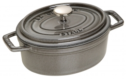 Staub Kochgeschirr Cocotte Bräter Kochtopf Bratentopf oval Graphitgrau 17 cm