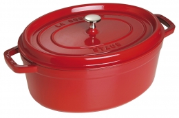 Staub Kochgeschirr Cocotte Bräter Kochtopf Bratentopf oval Kirschrot 37 cm