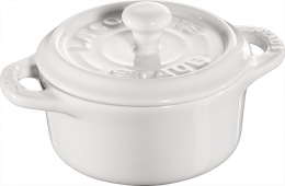 Staub Keramik Mini Cocotte, rund weiß 10 cm Ceramic