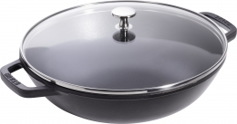 Staub Kleiner Wok 30 cm schwarz Gusseisen