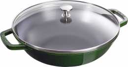 Staub Kochgeschirr Kleiner Wok rund Basilikumgrün 30 cm