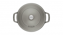 Staub Kochgeschirr Multifunktionsbräter mit Chistera Drop Structure Bräter Bratentopf rund Graphitgrau 24 cm