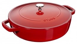 Staub Kochgeschirr Multifunktionsbräter mit Chistera Drop Structure Bräter Bratentopf rund Kirschrot 24 cm