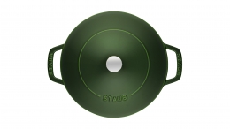 Staub Kochgeschirr Multifunktionsbräter mit Chistera Drop Structure Bräter Bratentopf rund Basilikumgrün 28 cm
