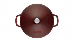 Staub Kochgeschirr Multifunktionsbräter mit Chistera Drop Structure Bräter Bratentopf rund Grenadine 24 cm