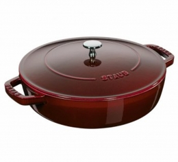 Staub Kochgeschirr Multifunktionsbräter mit Chistera Drop Structure Bräter Bratentopf rund Grenadine 28 cm