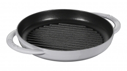 Staub Kochgeschirr Grillpfanne Bratpfanne mit 2 Griffen rund Graphitgrau 30cm