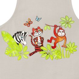ZWILLING Textiles Kinderschürze aus Baumwolle 60 cm x 45 cm, Grau farbenfrohem Tier Motiv