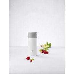 ZWILLING Thermo Isolierflasche für Tee & Infused Water, 420 ml, Edelstahl, Weiß-grau