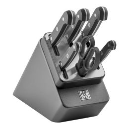 ZWILLING Gourmet Messer Selbstschärfender Messerblock, 7-tlg Esche Anthrazit