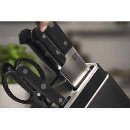 ZWILLING Gourmet Messer Selbstschärfender Messerblock, 7-tlg Esche Anthrazit