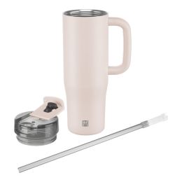 ZWILLING Thermo plus Isolierbecher Thermobecher mit Strohhalm, 900 ml Edelstahl Chocolate
