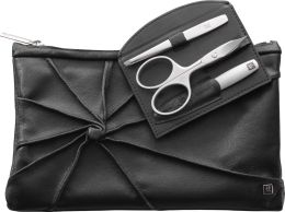 Zwilling Twinox Kosmetiktasche 3-tlg. schwarz Kombi-Nagelschere Pinzette schräg Saphir-Nagelfeile aus edelem Rindleder